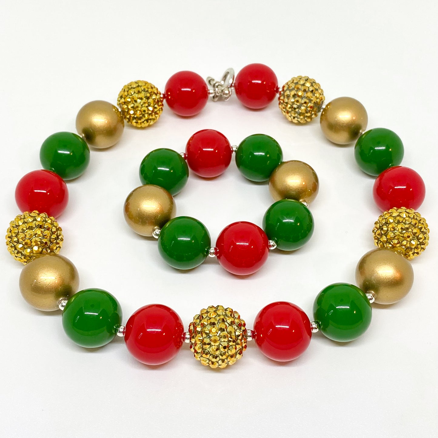 Jingle Bells Bubblegum Necklace and Bracelet