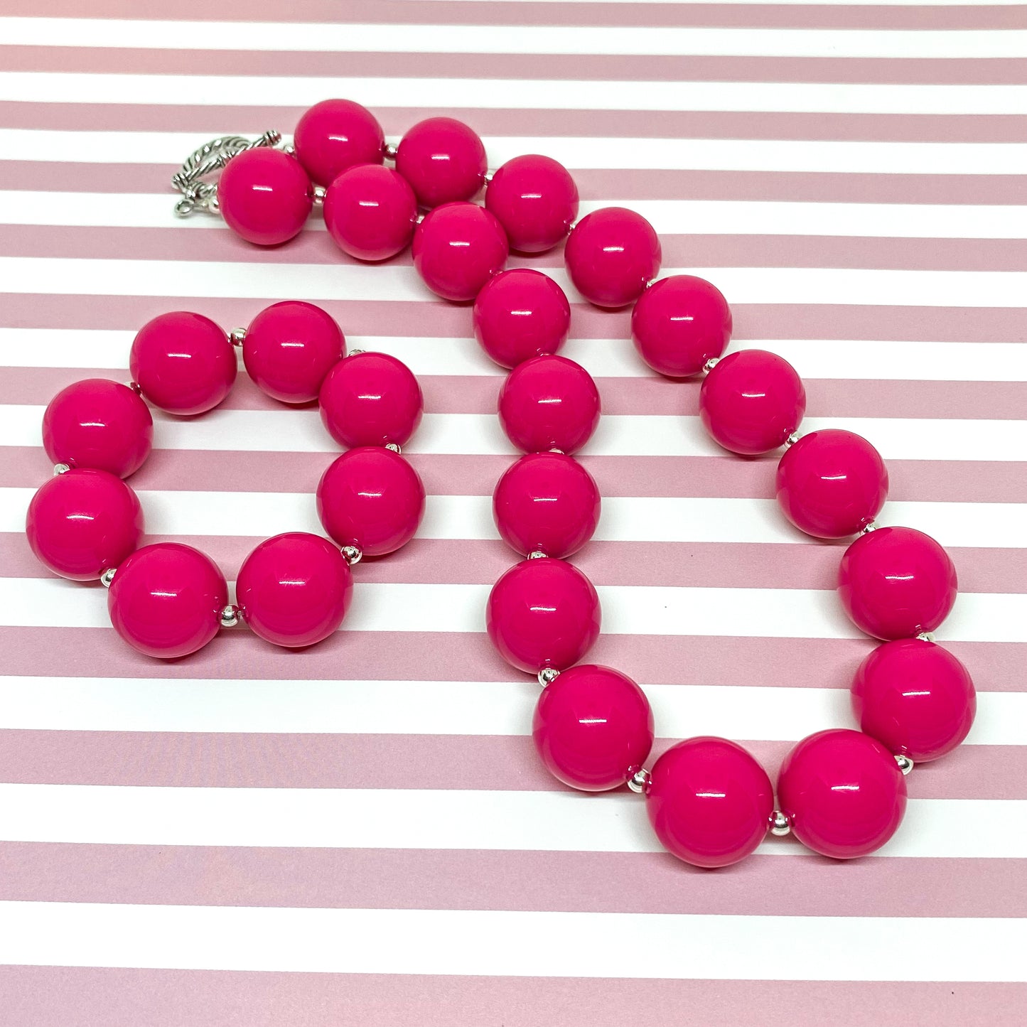 Hot Pink Bubblegum Necklace and Bracelet