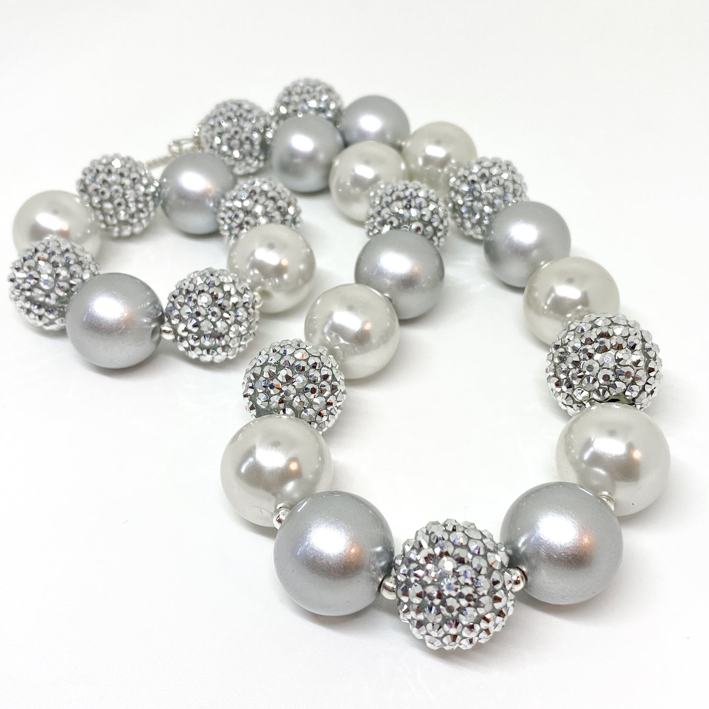 Silver Bells Bubblegum Necklace and Bracelet