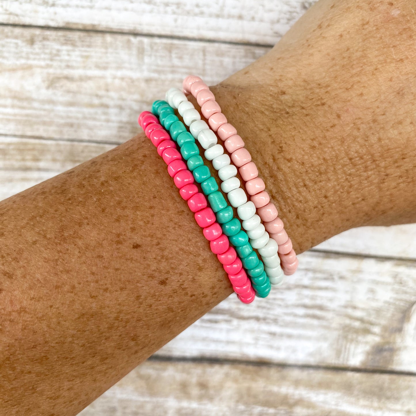 Peachy Pink - Seed Bead Bracelet Stack