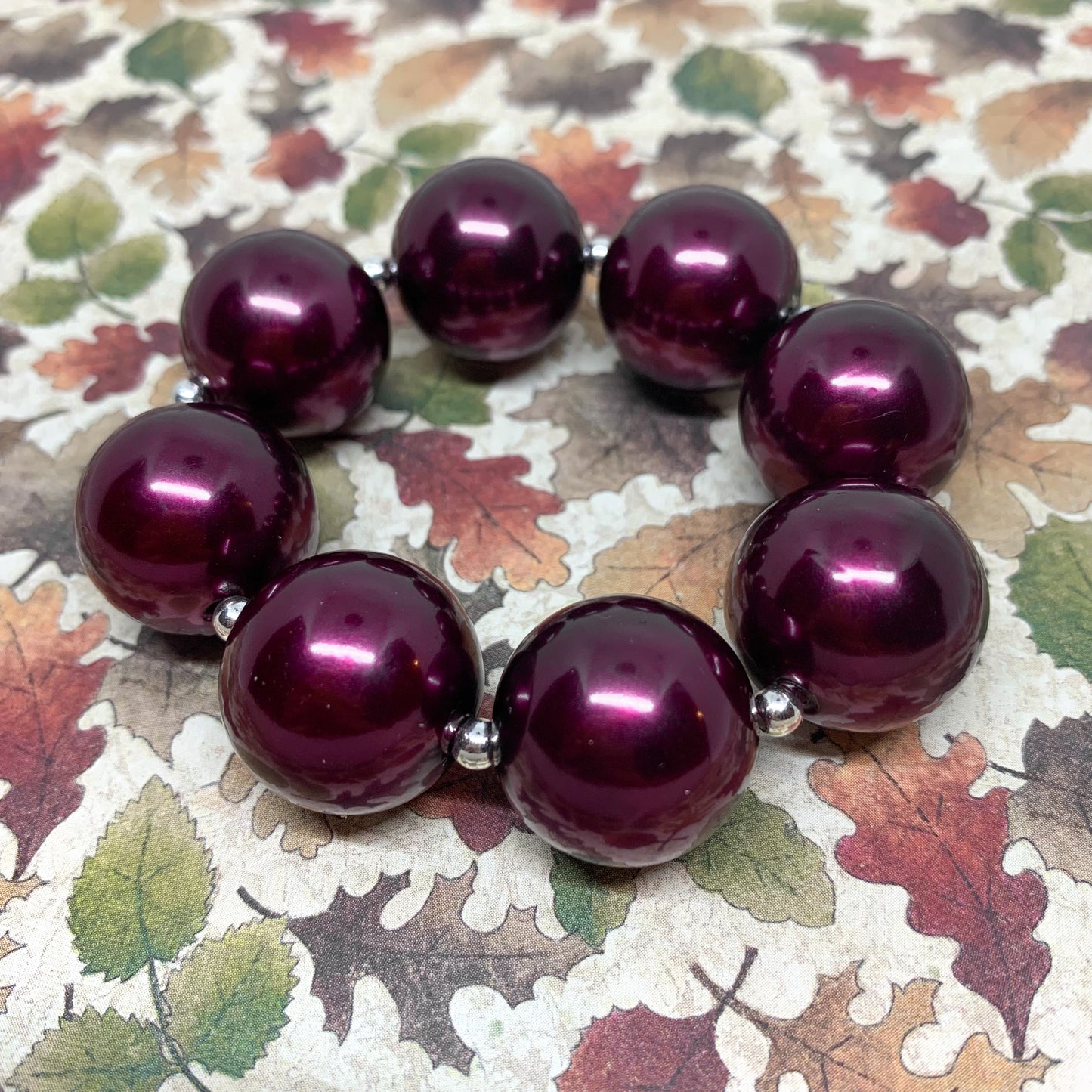 Mulberry - Dark Purple Pearl Bubblegum Necklace and Bracelet