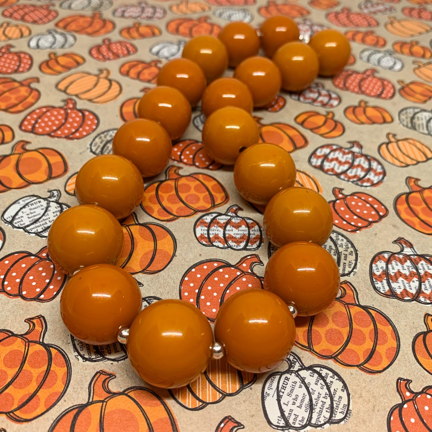 October Rust - Burnt Orange Bubblegum Necklace and Bracelet