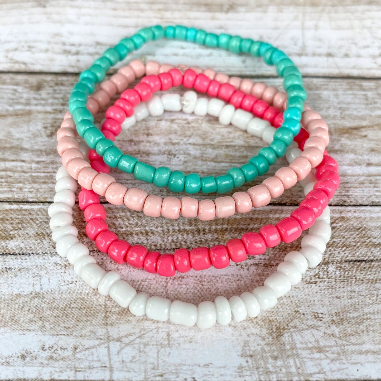 Peachy Pink - Seed Bead Bracelet Stack