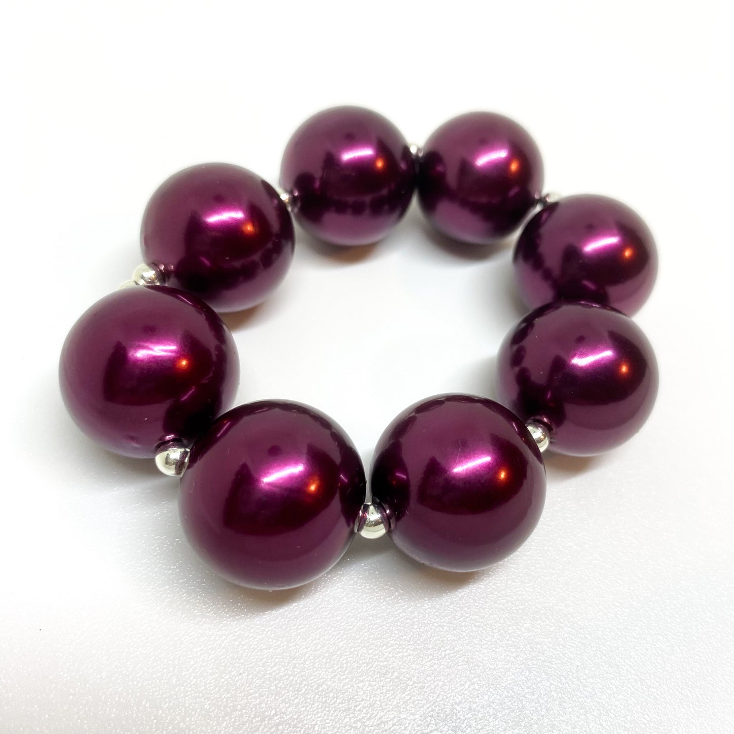 Mulberry - Dark Purple Pearl Bubblegum Necklace and Bracelet