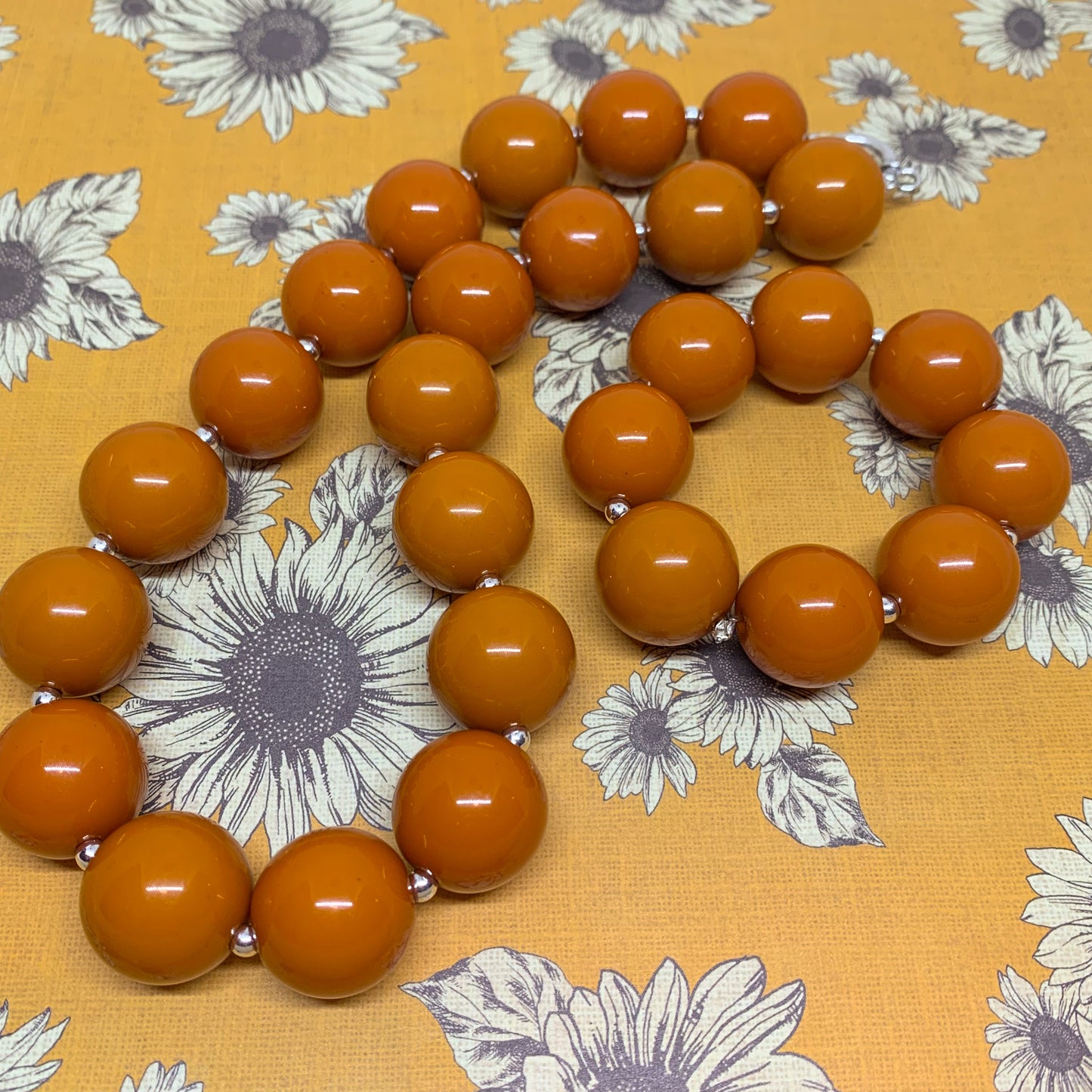 October Rust - Burnt Orange Bubblegum Necklace and Bracelet