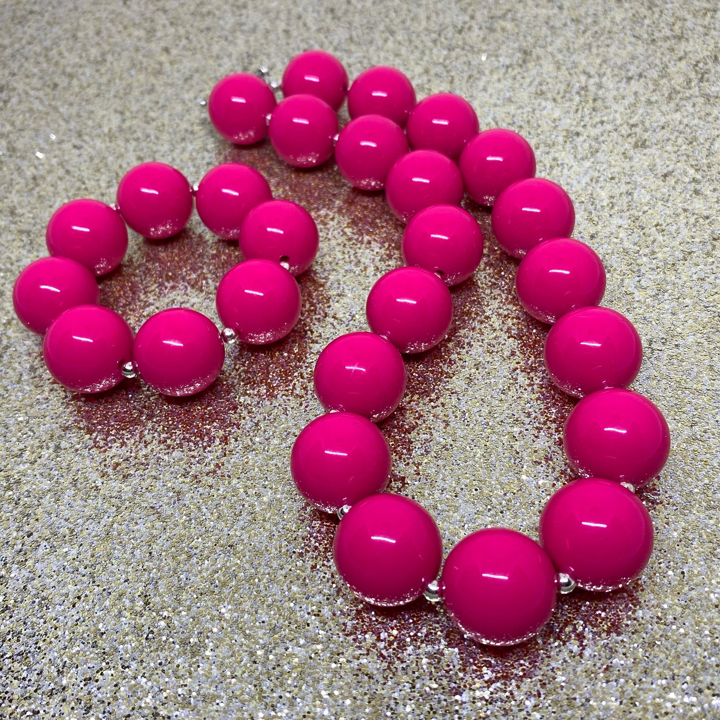 Hot Pink Bubblegum Necklace and Bracelet