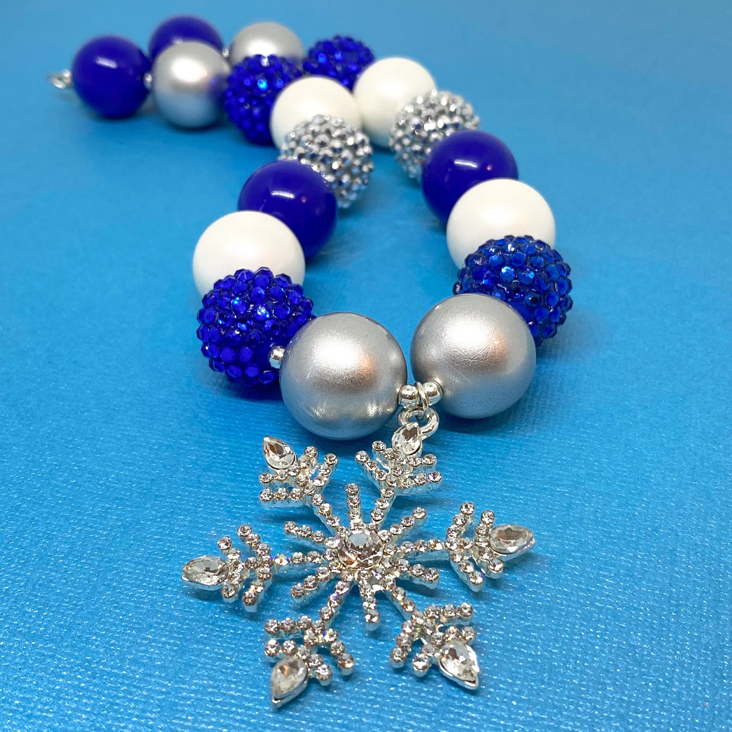 Blue Christmas Bubblegum Necklace and Bracelet