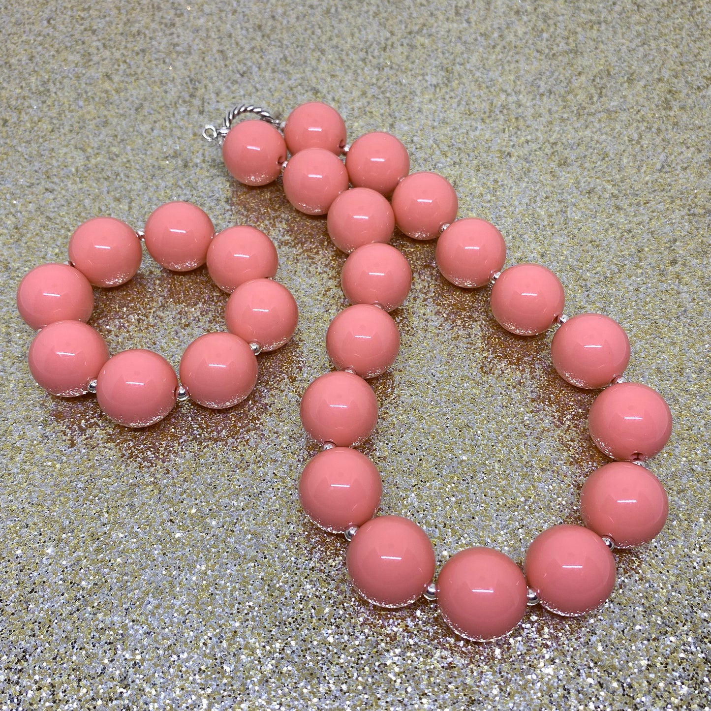 Coral Bubblegum Necklace and Bracelet