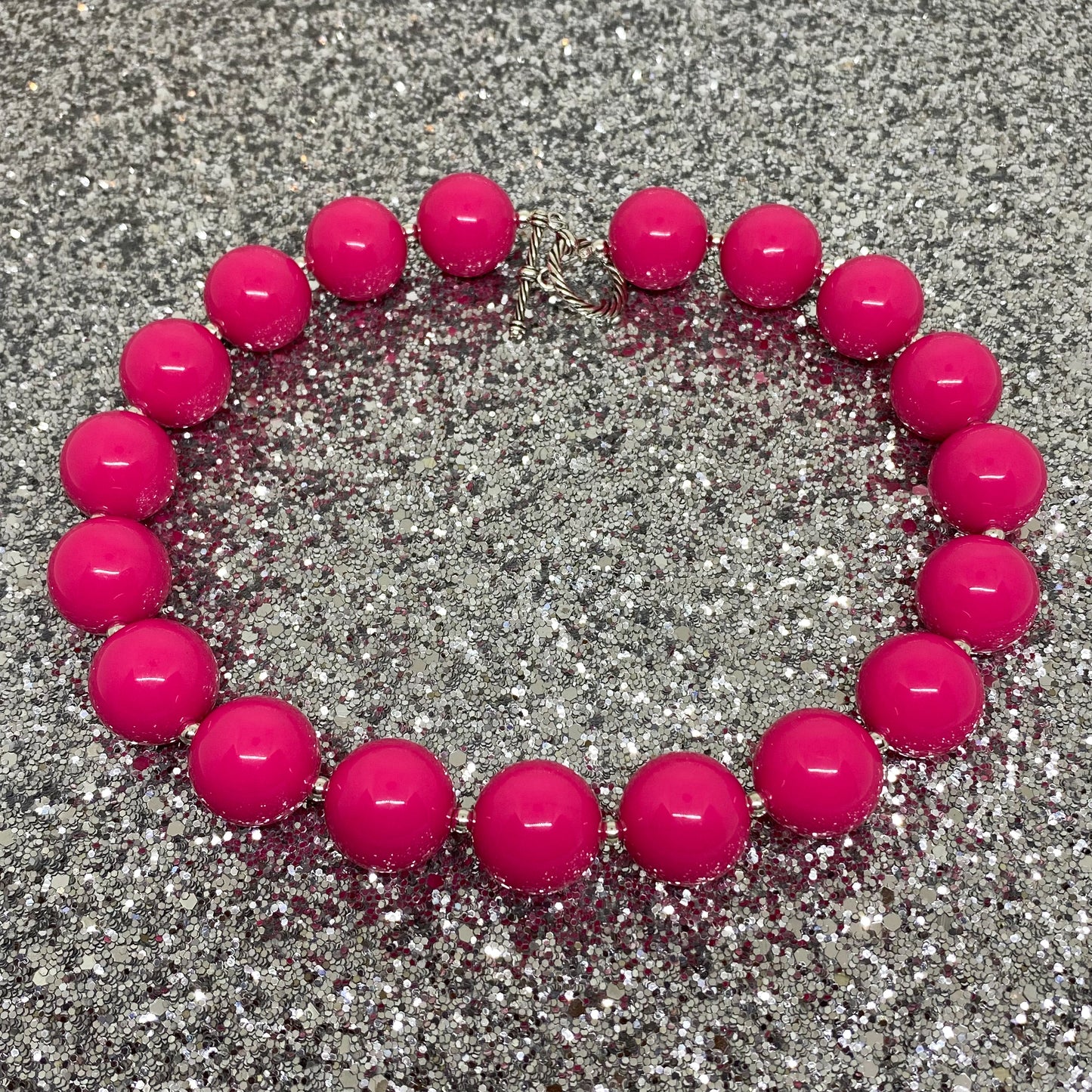 Hot Pink Bubblegum Necklace and Bracelet