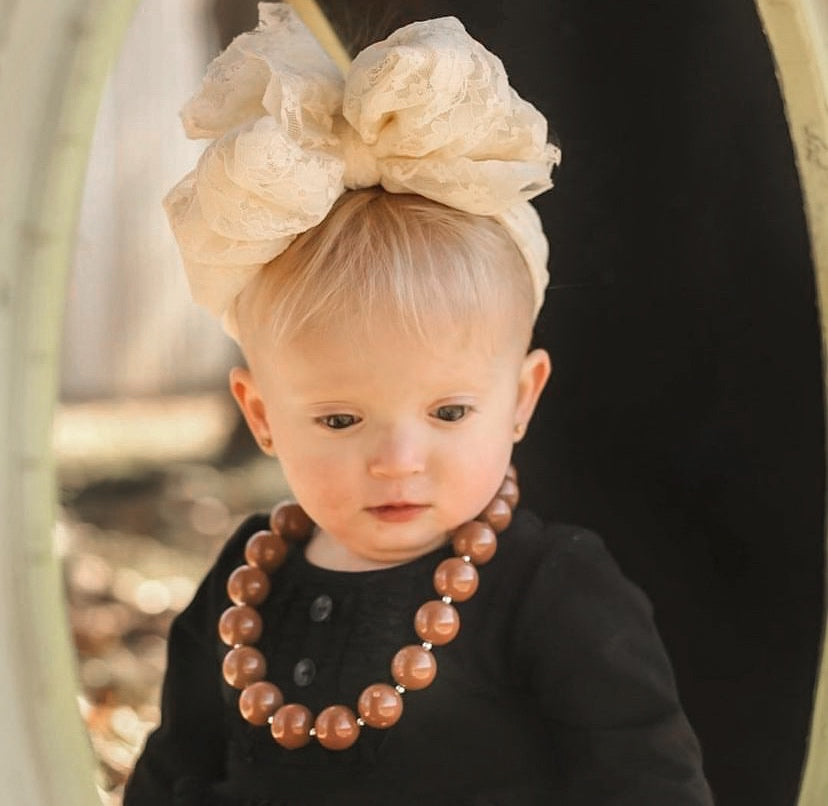 Pecan Pie - Solid Light Brown Bubblegum Necklace and Bracelet