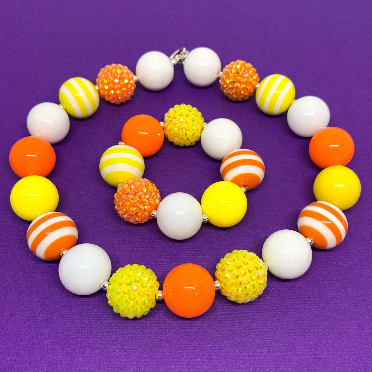 Candy Corn - Halloween Bubblegum Necklace and Bracelet