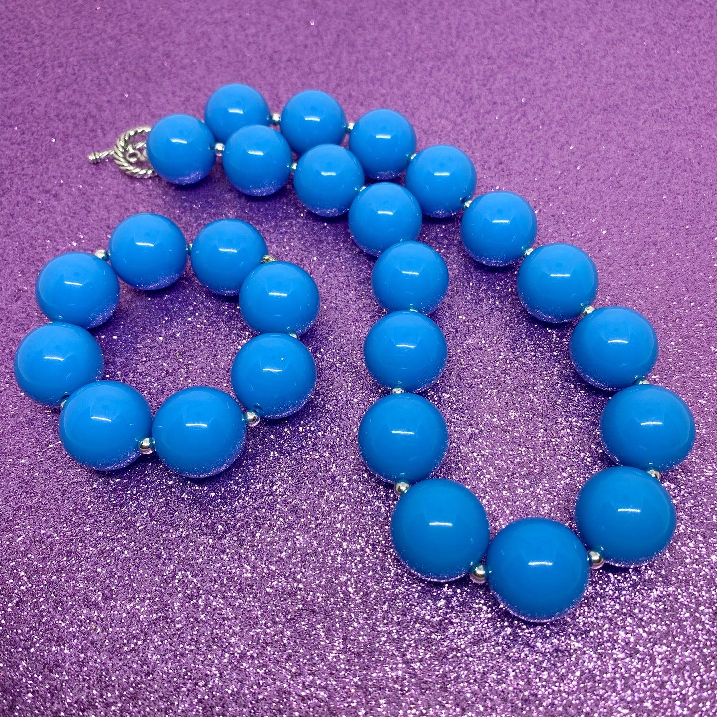 Cobalt Blue Bubblegum Necklace and Bracelet