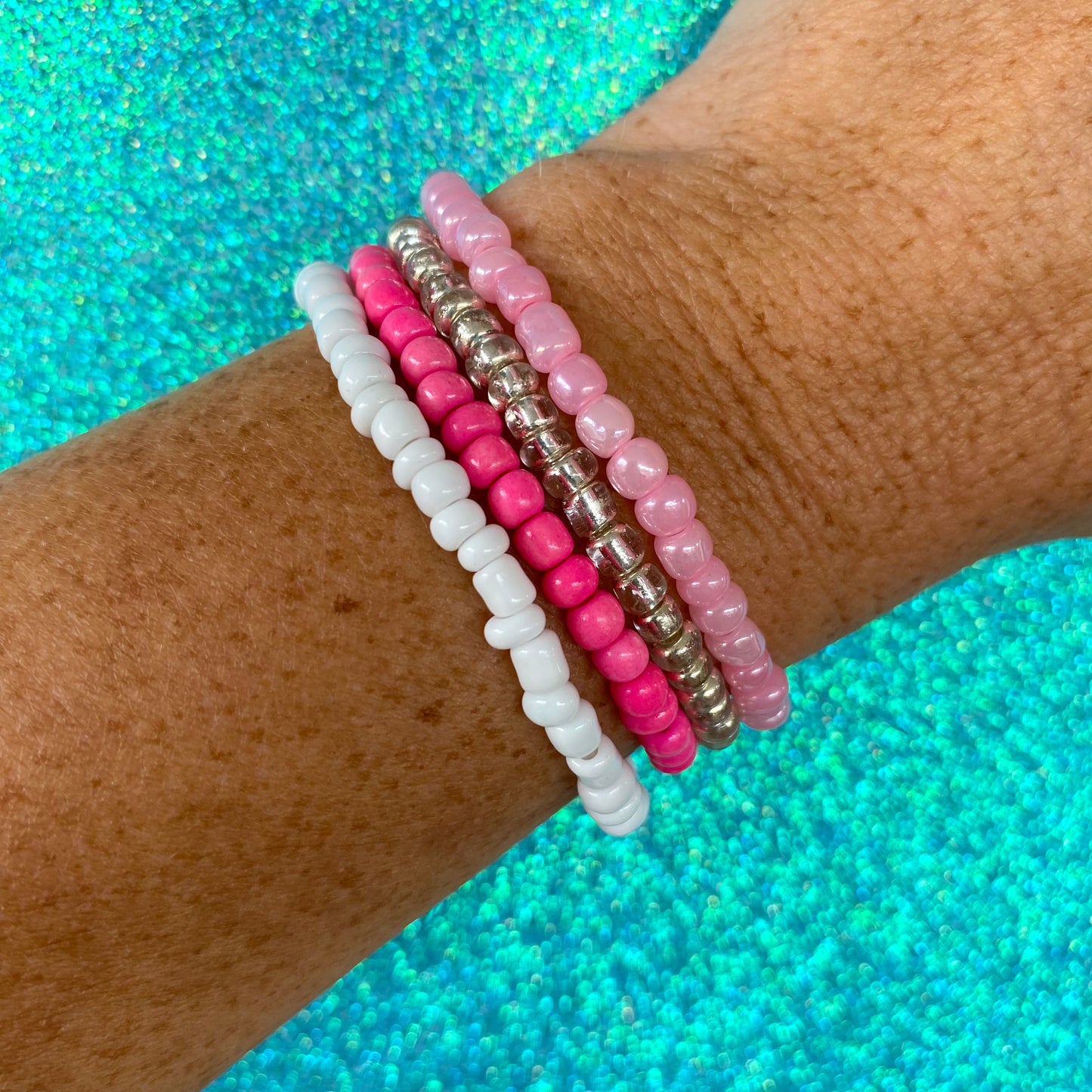 Pink Macaroon - Seed Bead Bracelet Stack