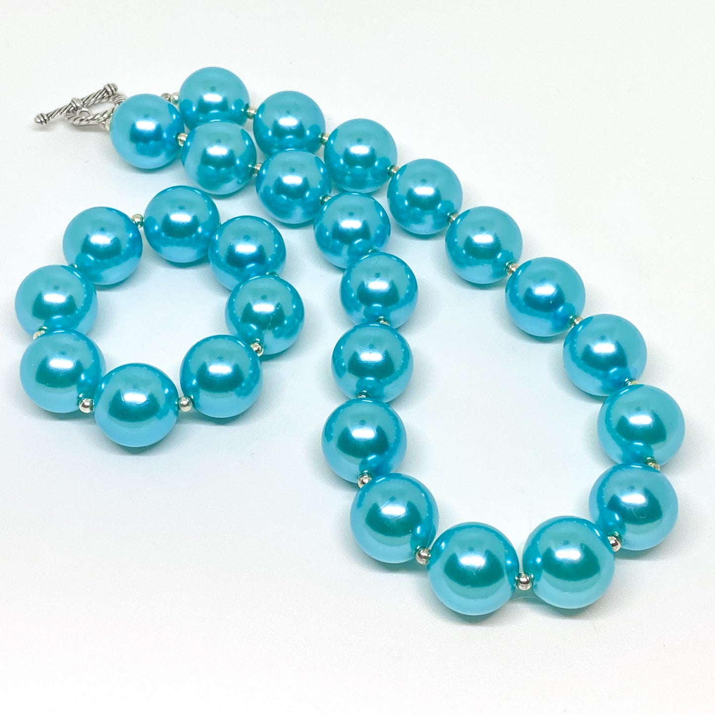 Blue Pearl Bubblegum Necklace and Bracelet