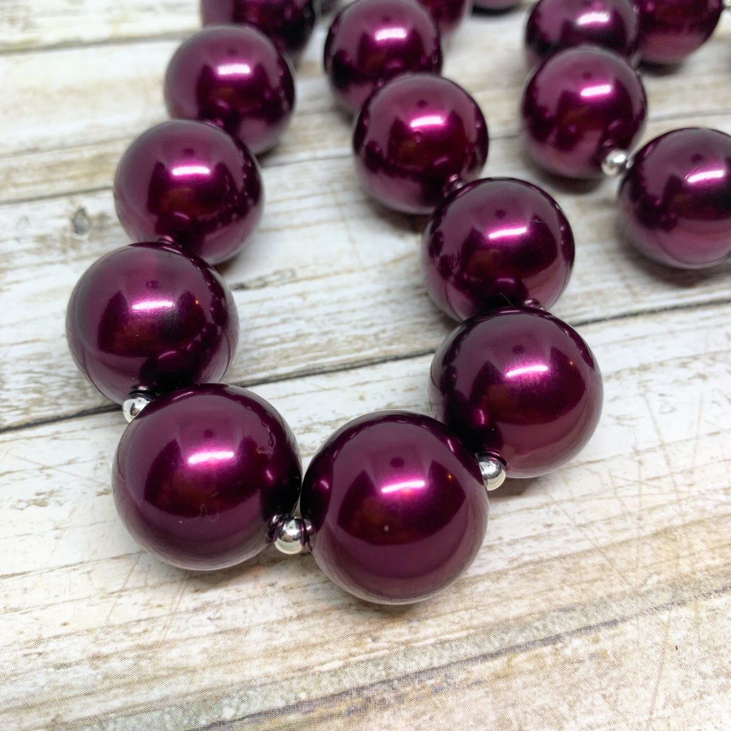 Mulberry - Dark Purple Pearl Bubblegum Necklace and Bracelet