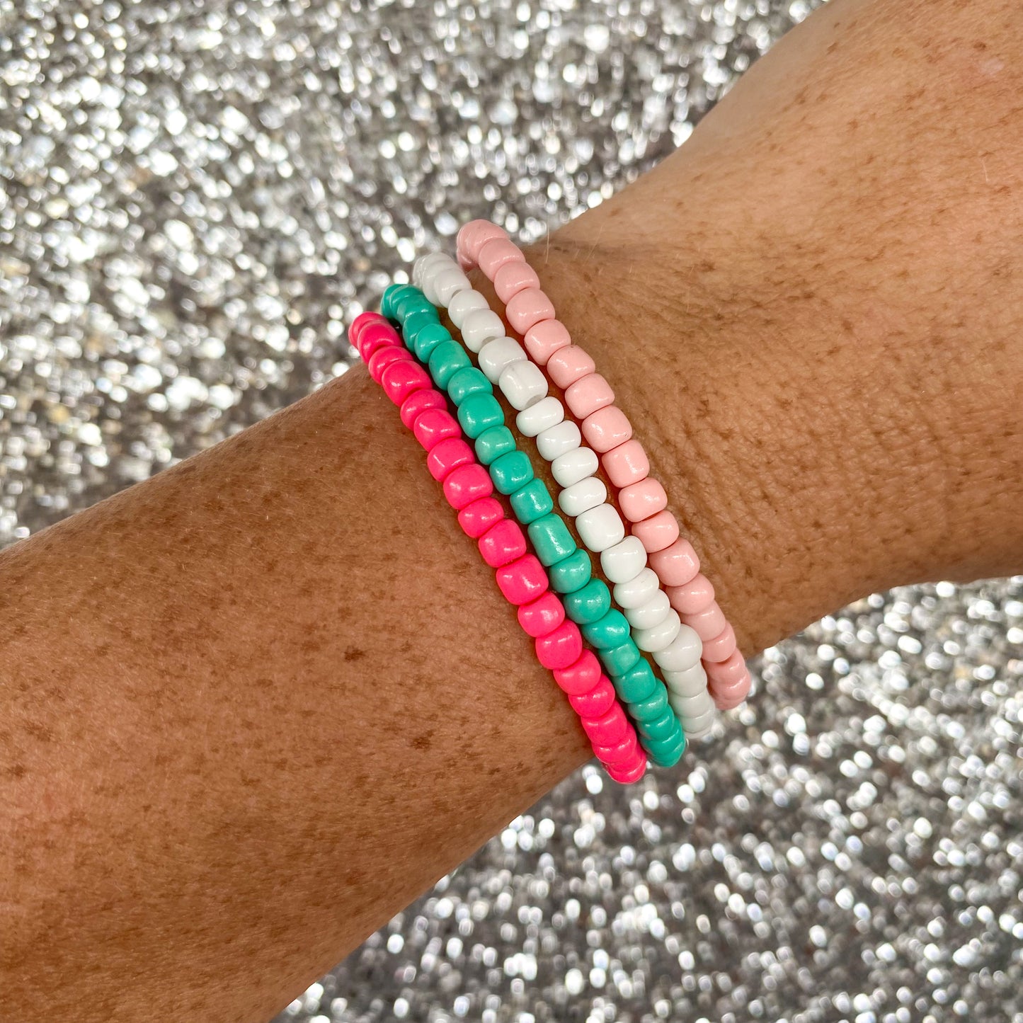 Peachy Pink - Seed Bead Bracelet Stack