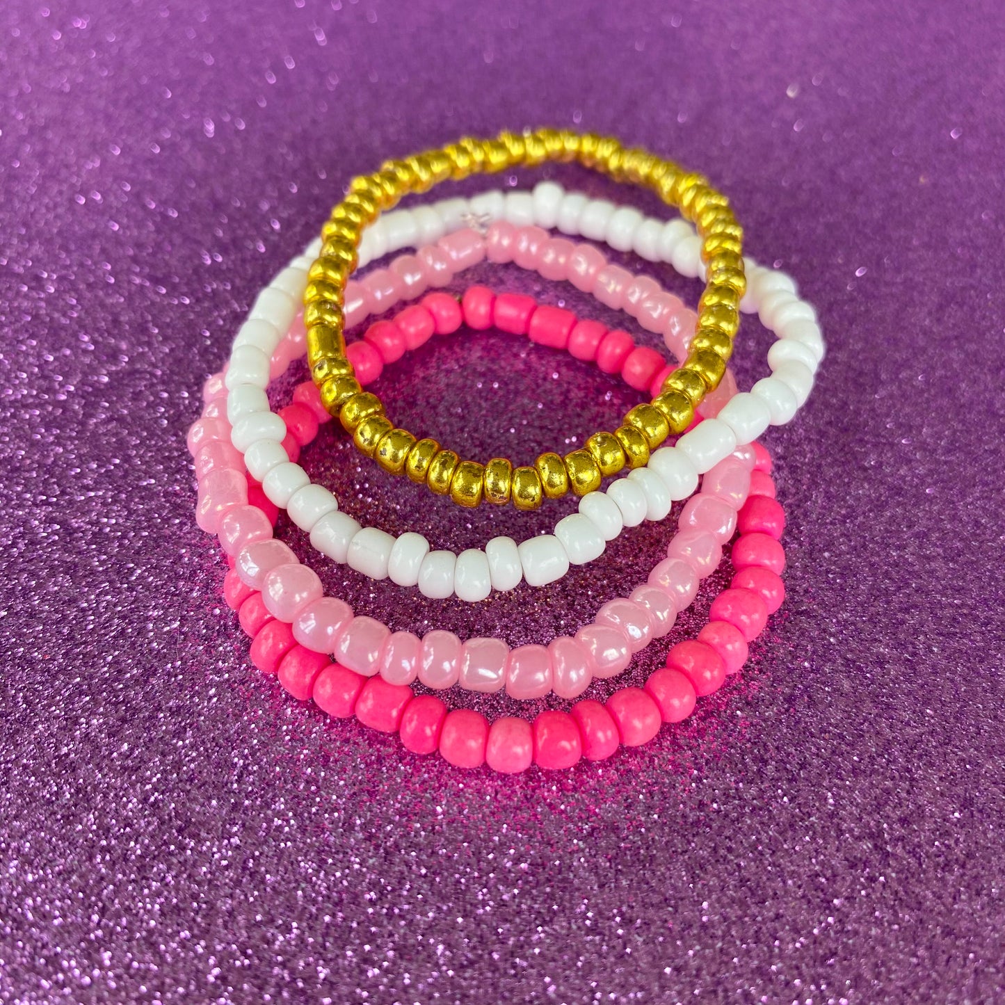 Pink Sunglow - Seed Bead Bracelet Stack