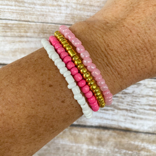 Pink Sunglow - Seed Bead Bracelet Stack