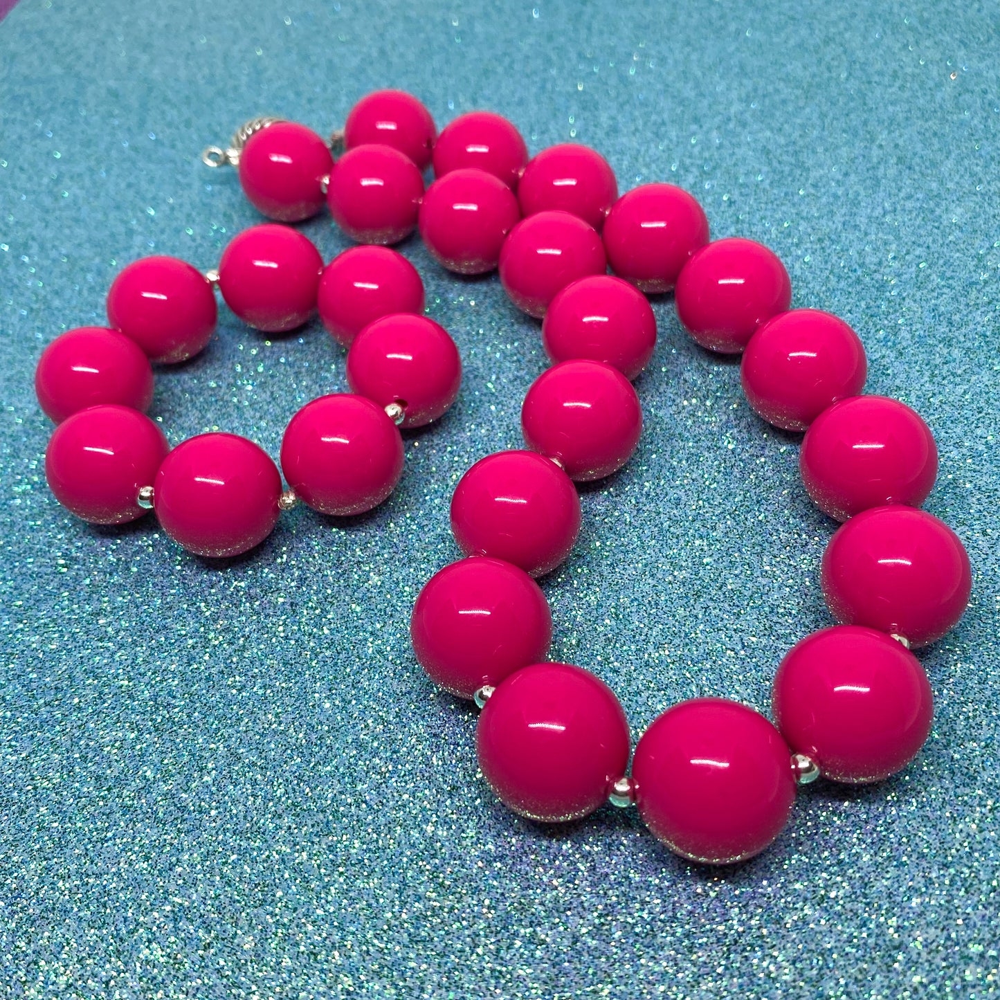 Hot Pink Bubblegum Necklace and Bracelet