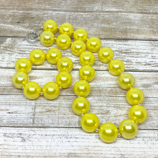 Yellow Pearl Bubblegum Necklace and Bracelet