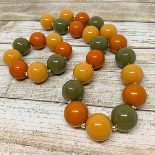 Pumpkin Patch - Fall Bubblegum Necklace and Bracelet Set