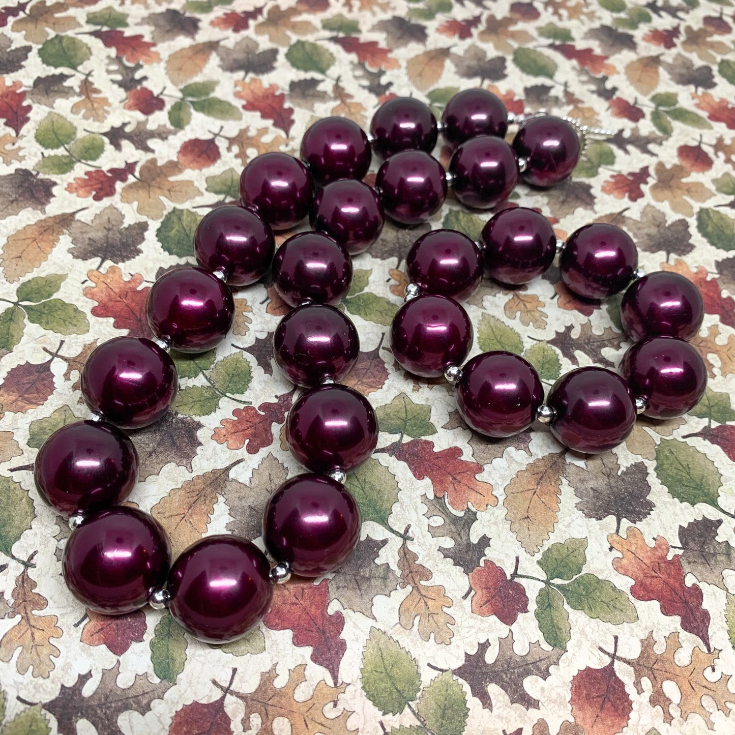 Mulberry - Dark Purple Pearl Bubblegum Necklace and Bracelet