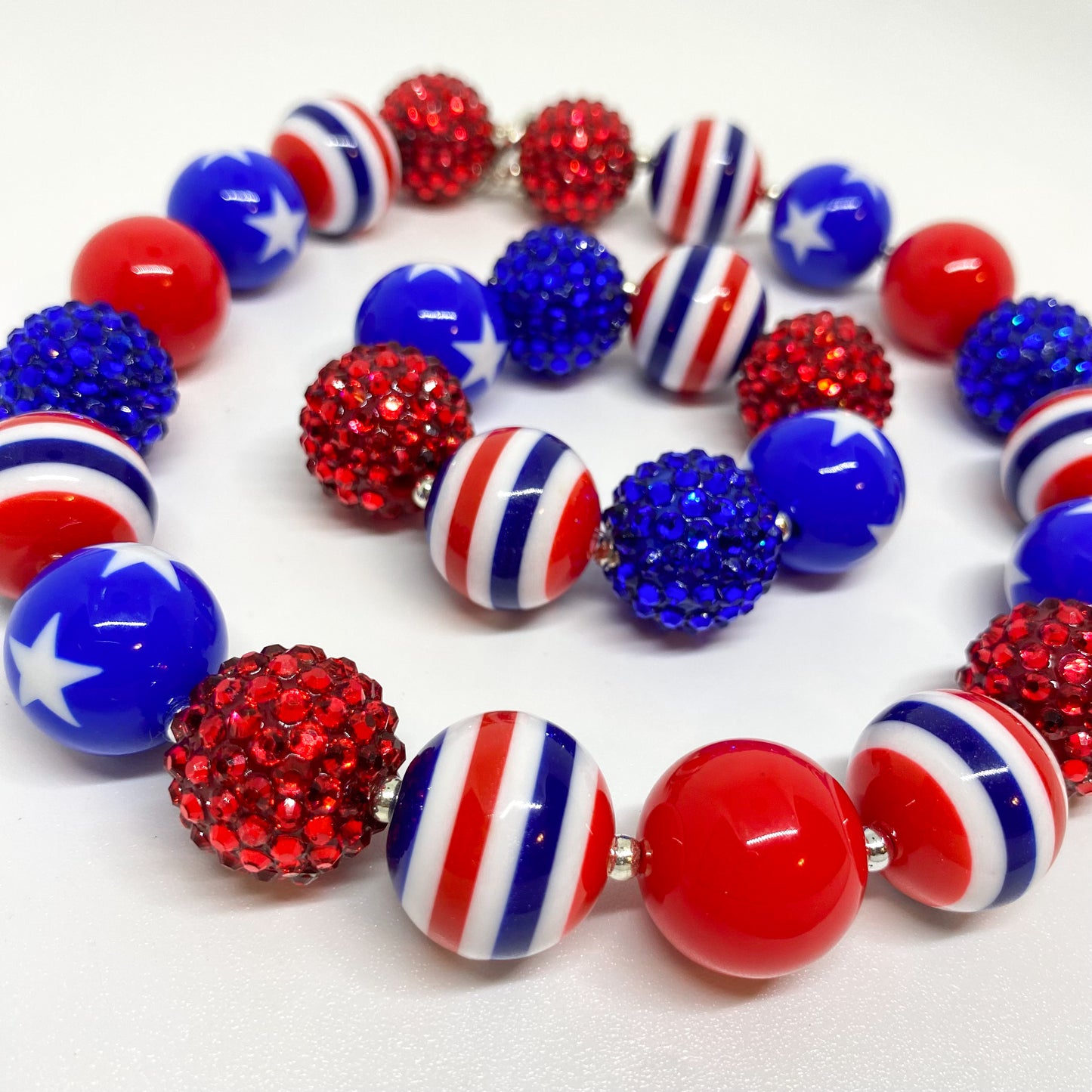 Stars and Stripes Bubblegum Necklace and Bracelet Set