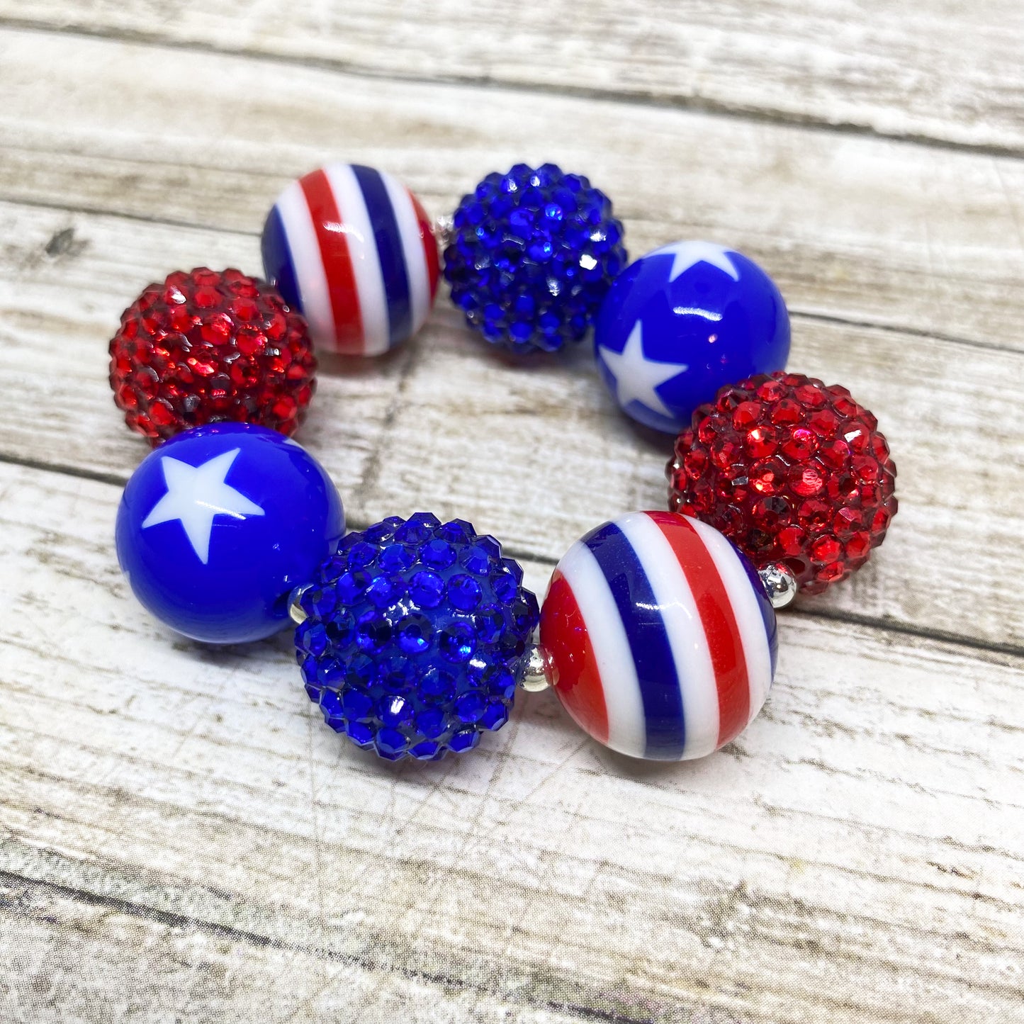 Stars and Stripes Bubblegum Necklace and Bracelet Set