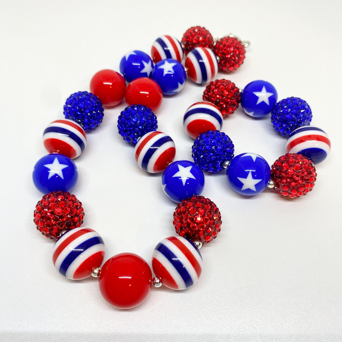 Stars and Stripes Bubblegum Necklace and Bracelet Set