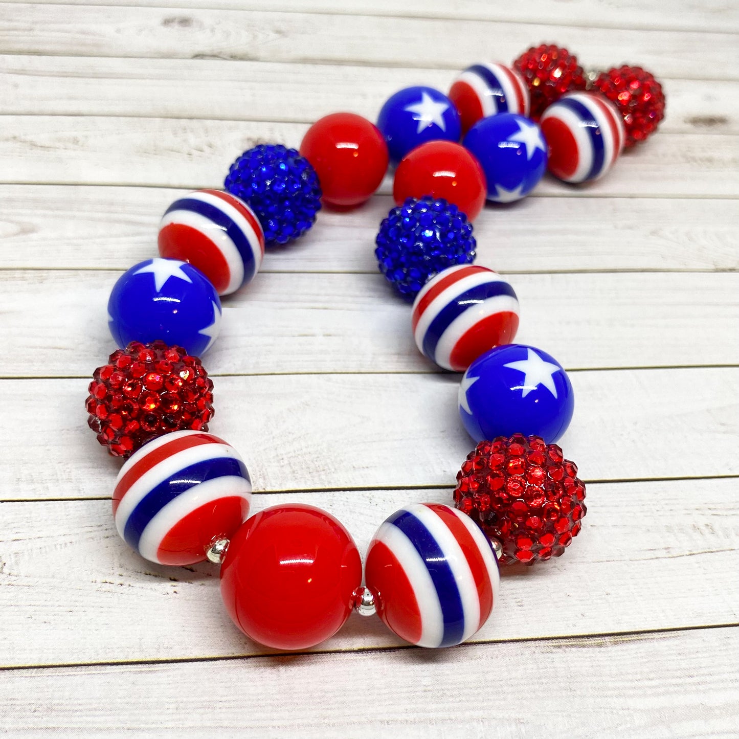 Stars and Stripes Bubblegum Necklace and Bracelet Set