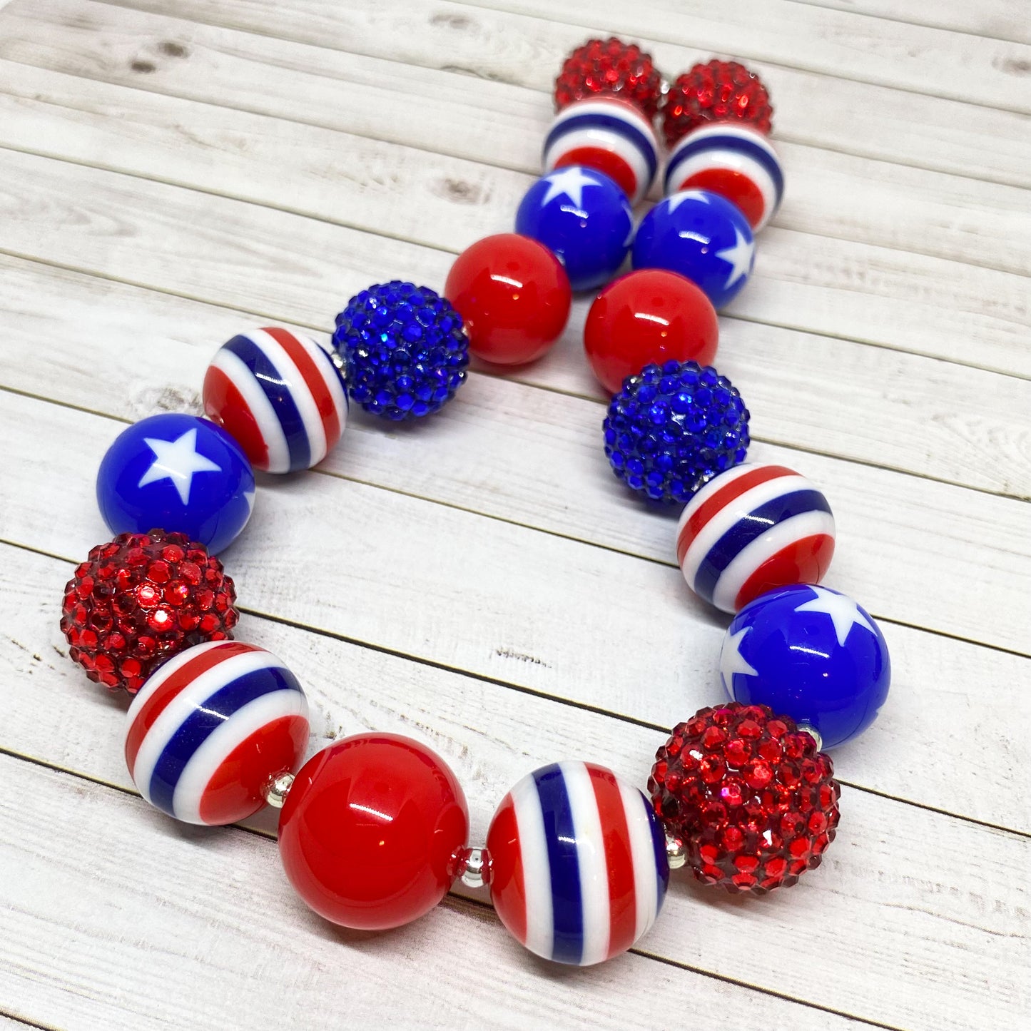 Stars and Stripes Bubblegum Necklace and Bracelet Set