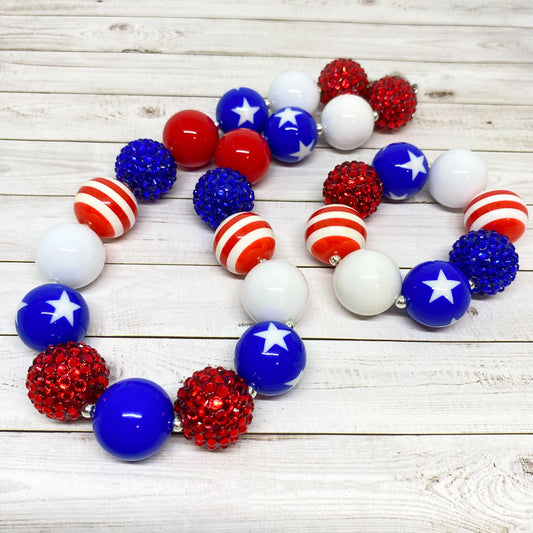 Yankee Doodle Bubblegum Necklace and Bracelet