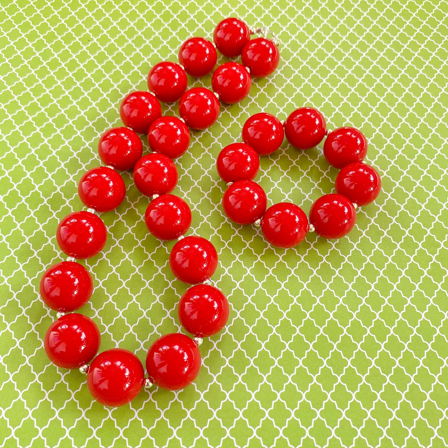 Red Bubblegum Necklace and Bracelet