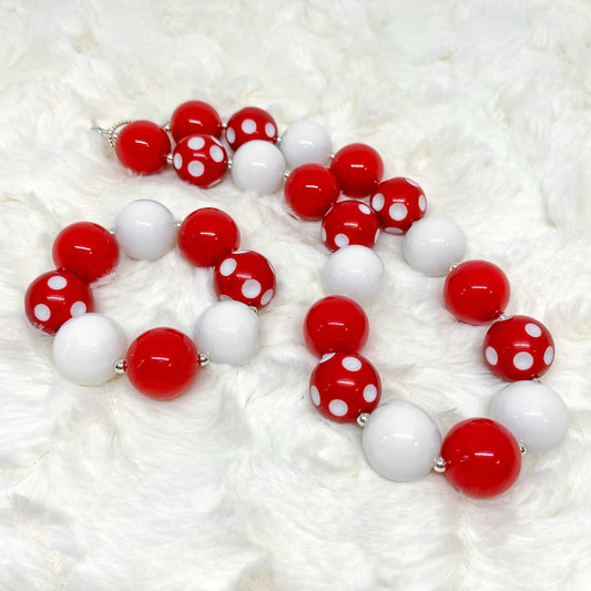 Valentine's Day Red & White Bubblegum Necklace and Bracelet