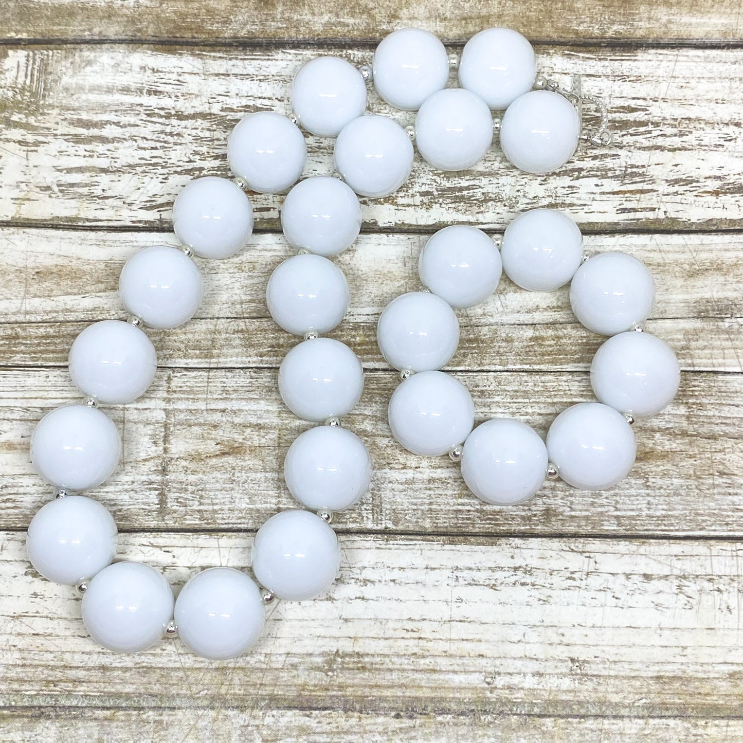 Solid White Bubblegum Necklace and Bracelet