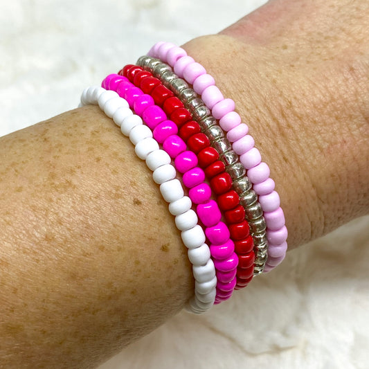 Valentine Seed Bead Bracelet Set