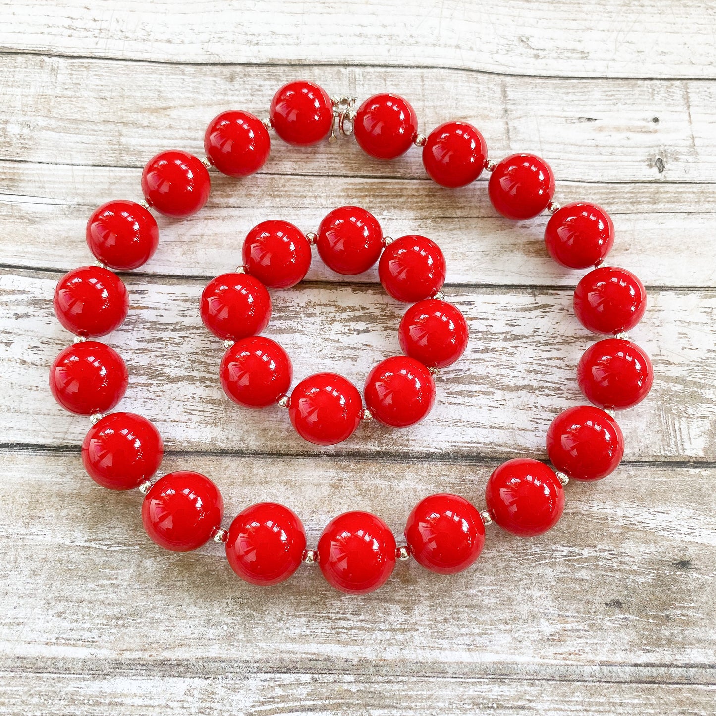 Red Bubblegum Necklace and Bracelet