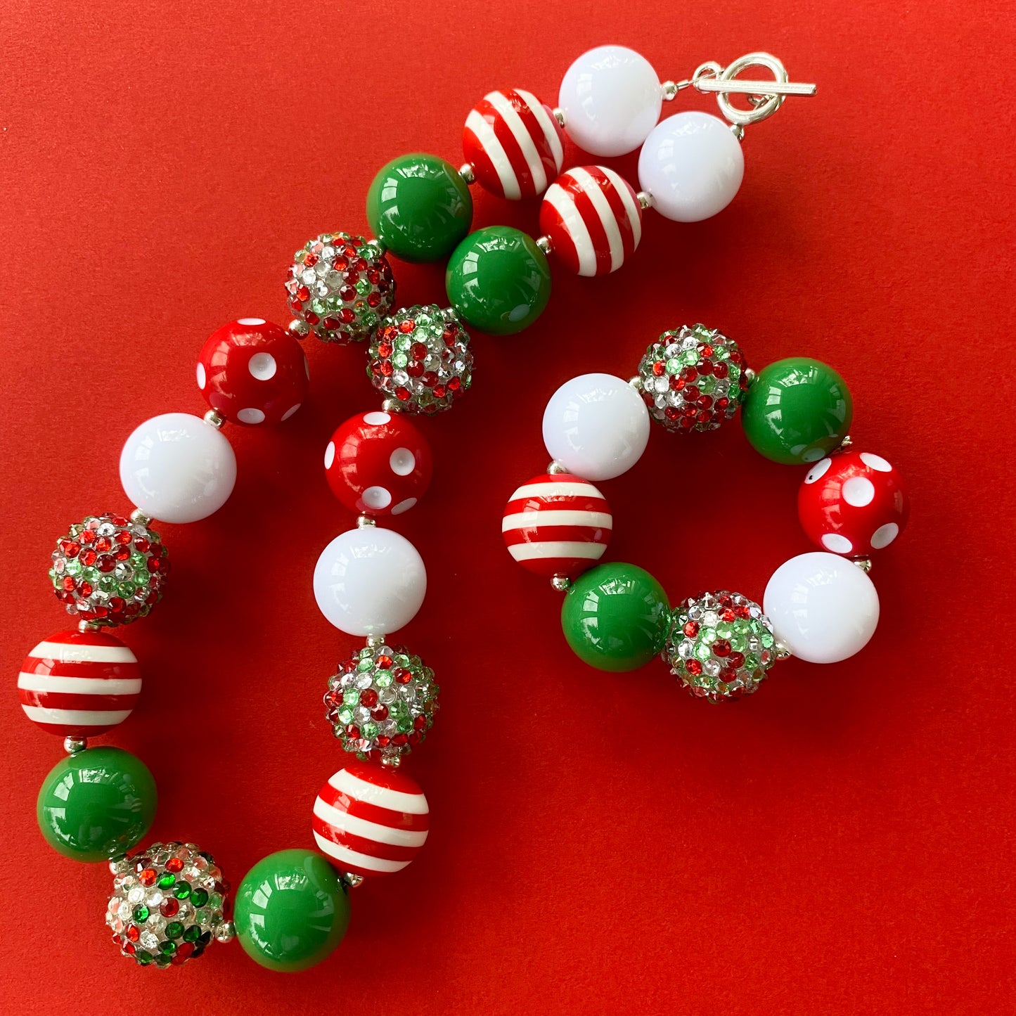 Christmas Bubblegum Necklace and Bracelet