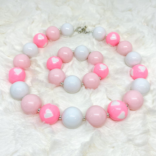 Valentine's Day Pink Bubblegum Necklace and Bracelet