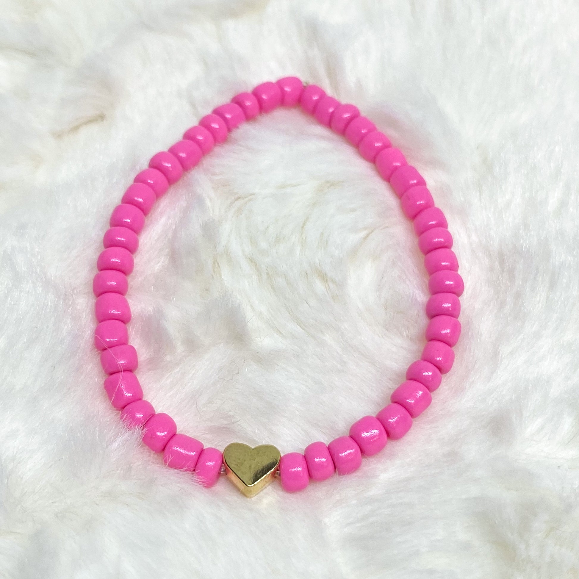 Clay Beads Bracelet 3 Piece hot Pink, Light Pink & White 