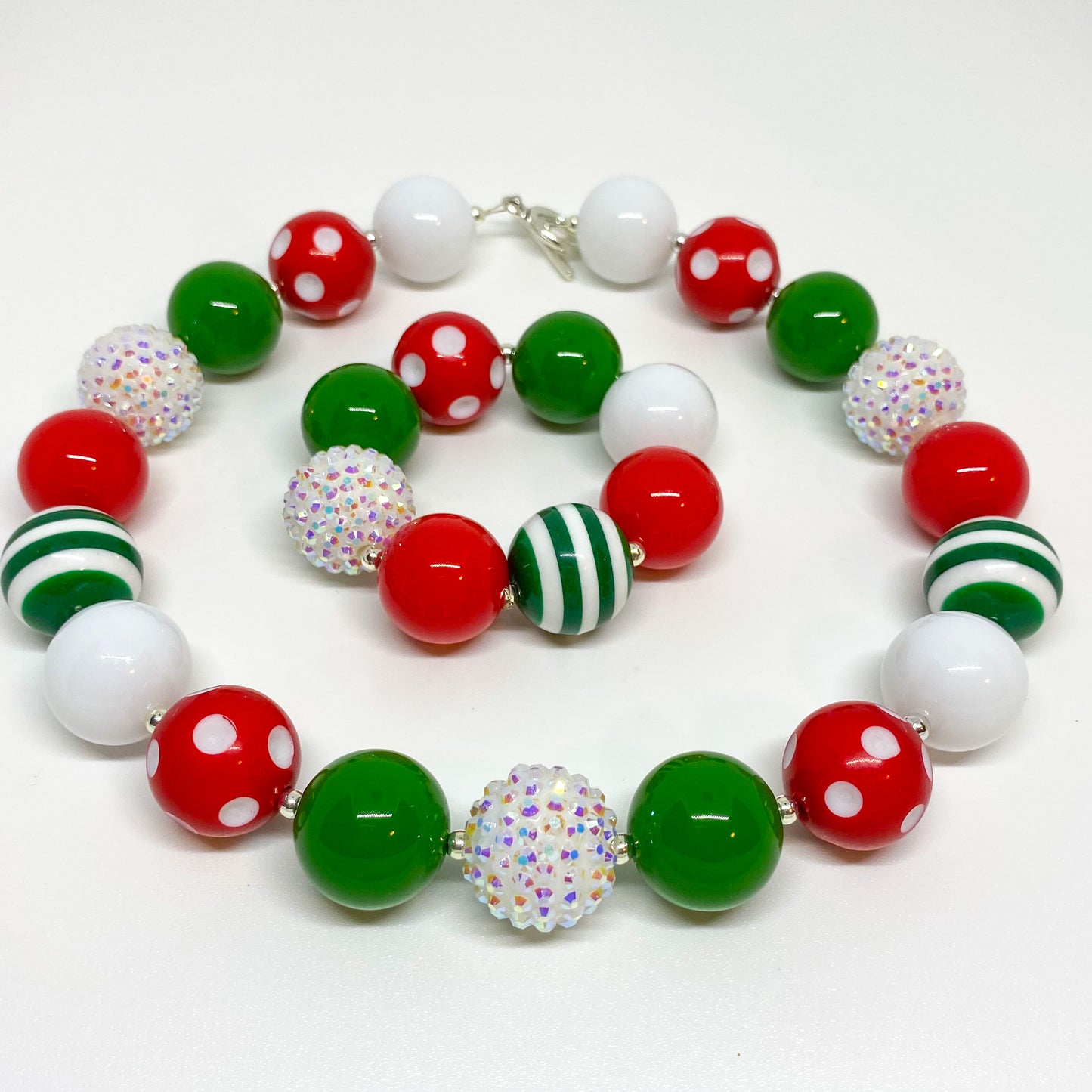 Christmas Bubblegum Necklace and Bracelet