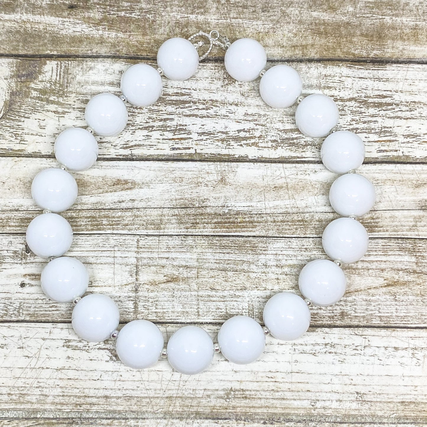 Solid White Bubblegum Necklace and Bracelet