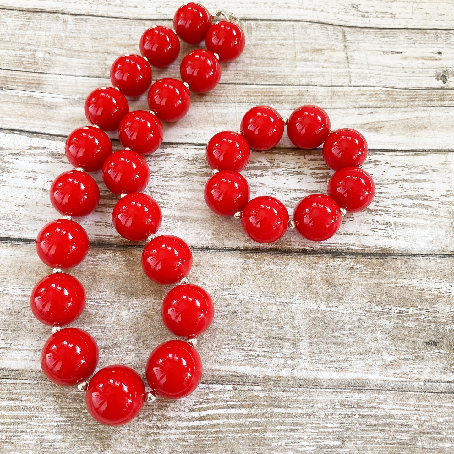 Red Bubblegum Necklace and Bracelet