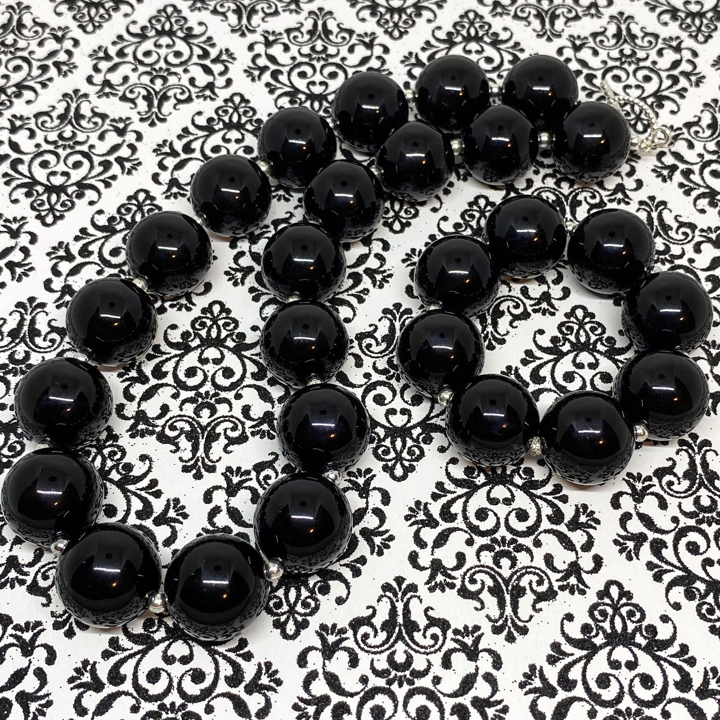 Solid Black Bubblegum Necklace and Bracelet