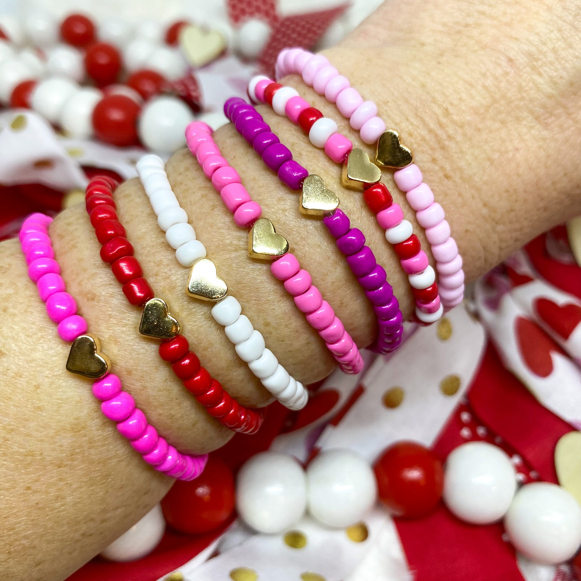 Valentine Hearts Pony Bead Bracelet – Kiley's Korner Boutique