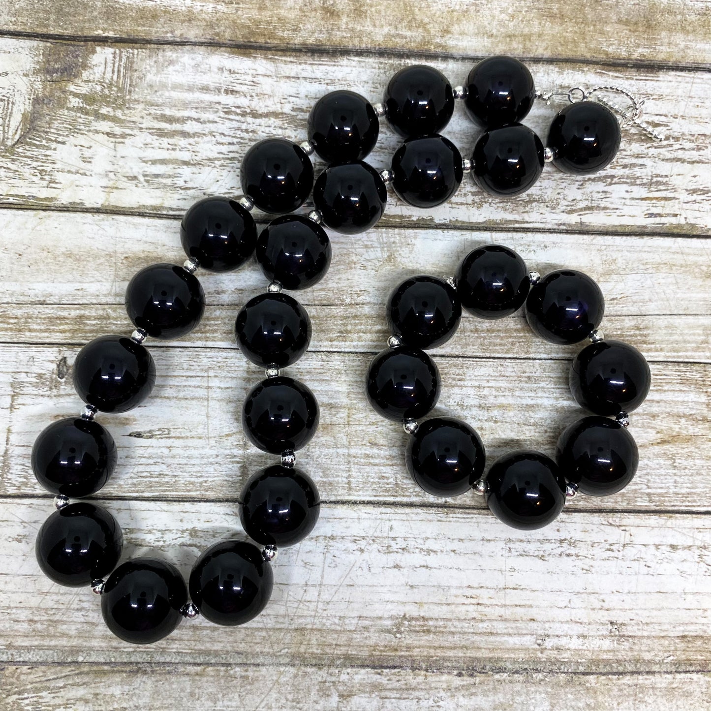 Solid Black Bubblegum Necklace and Bracelet