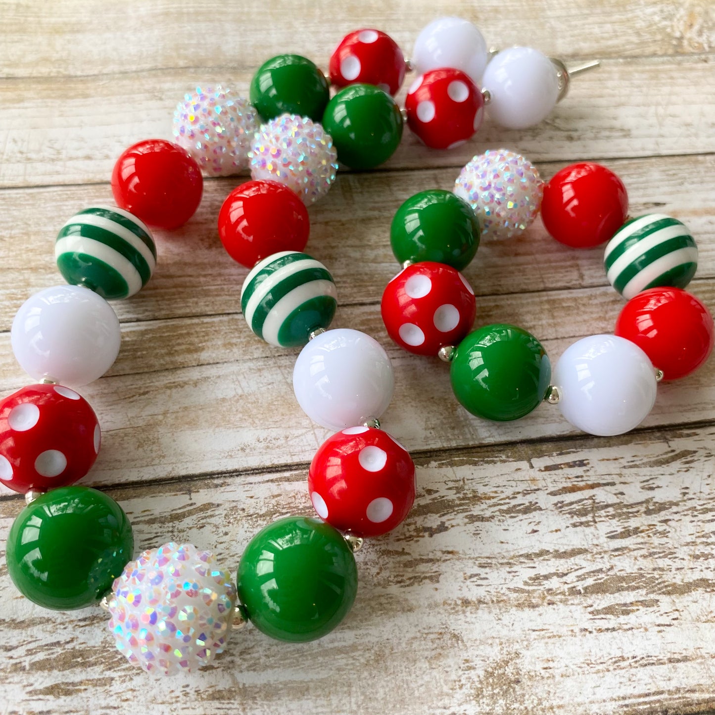 Christmas Bubblegum Necklace and Bracelet