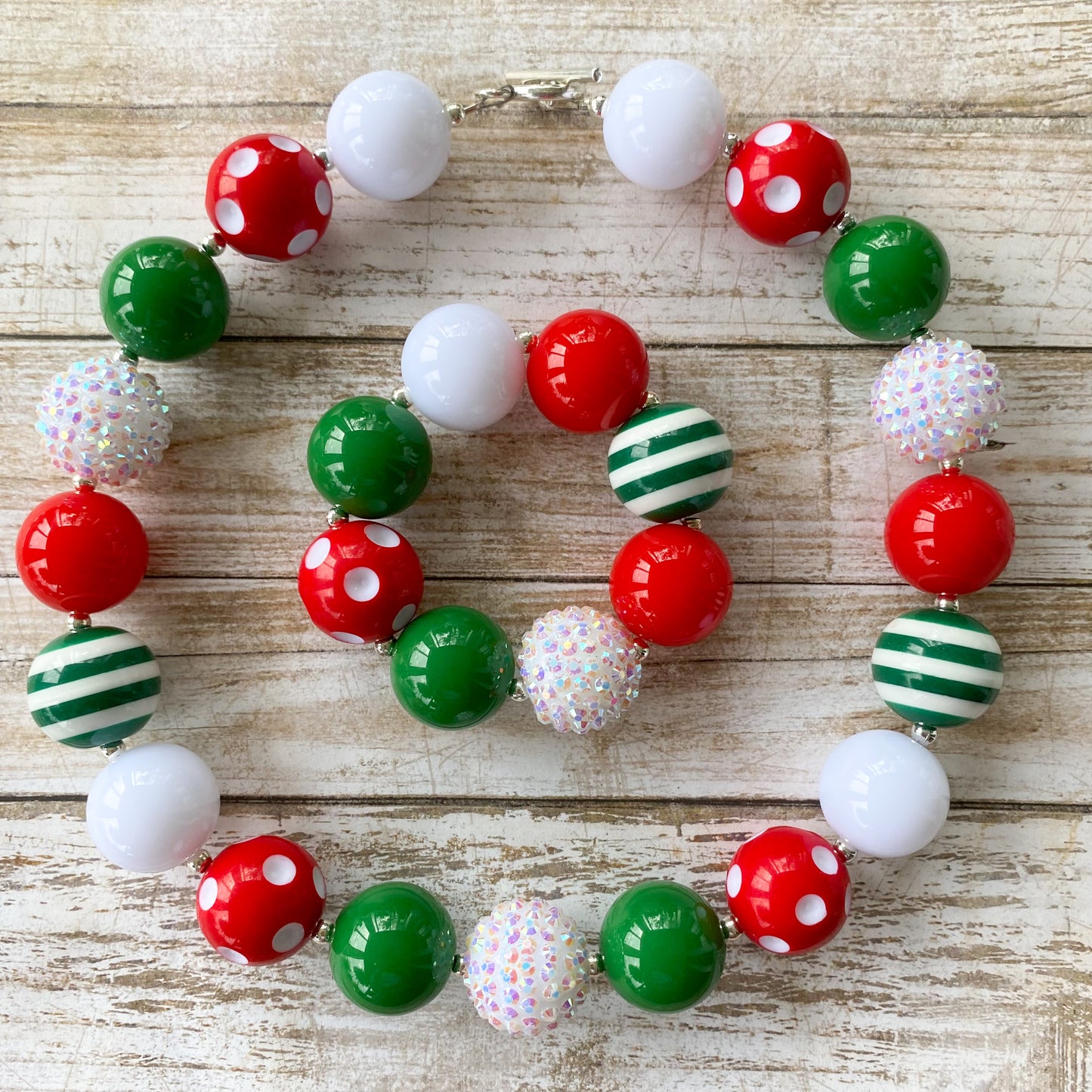 Christmas Bubblegum Necklace and Bracelet