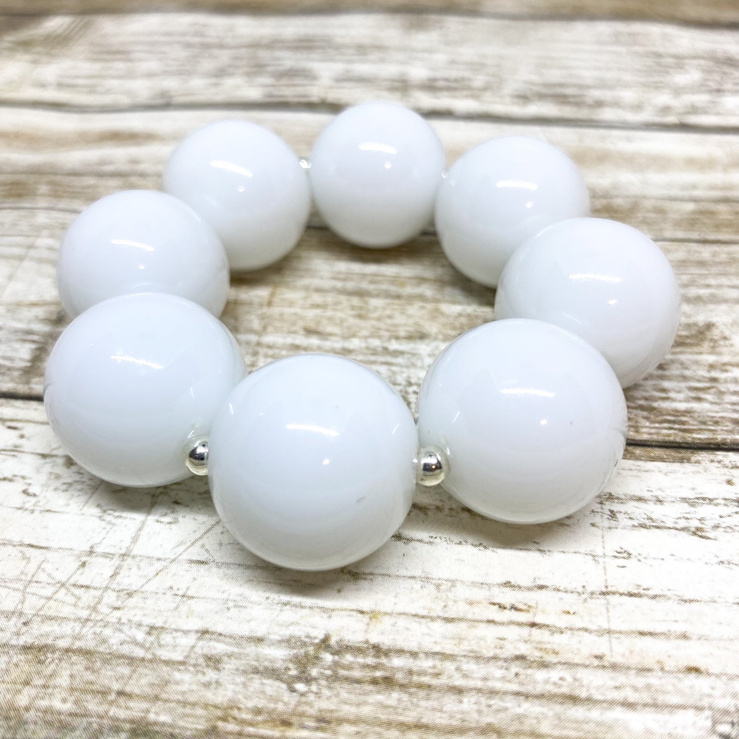 Solid White Bubblegum Necklace and Bracelet