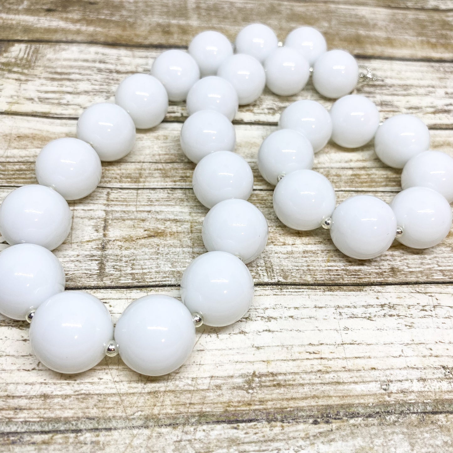 Solid White Bubblegum Necklace and Bracelet